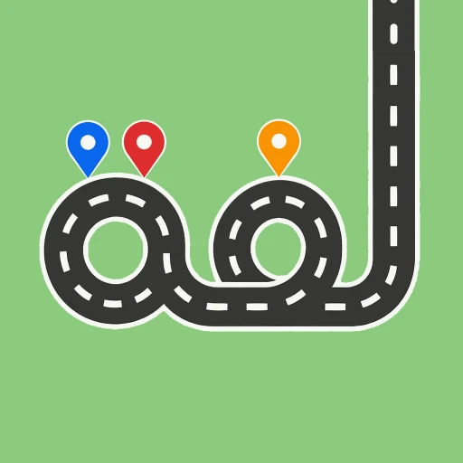 The Laffa app icon: the word Laffa drawn as a road with map pins
